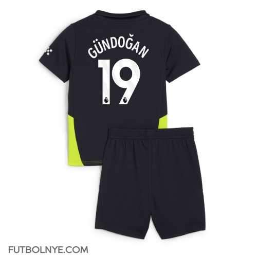 Camiseta Manchester City Ilkay Gundogan #19 Visitante Equipación para niños 2024-25 manga corta (+ pantalones cortos)